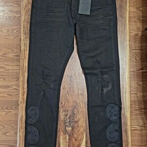 Black Embroidered Men's Jeans By THRT